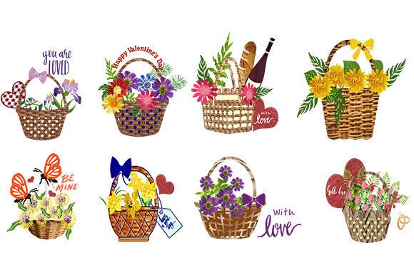 A Set of 8 Floral Love Baskets: A Versatile Resource for Creative Expression