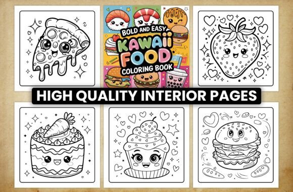Bold and Easy Kawaii Food Coloring Pages