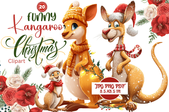 Bringing Joy to Your Creative Projects with Funny Kangaroo Christmas Clipart