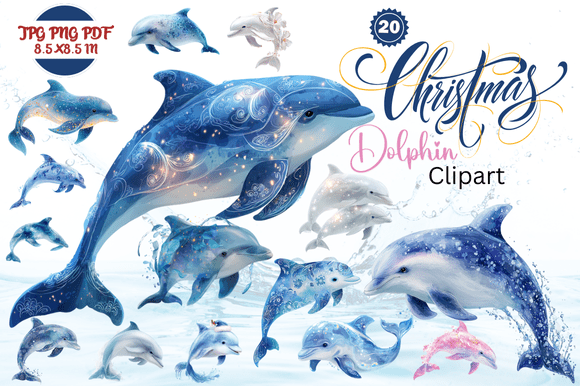 Christmas Dolphin Clipart
