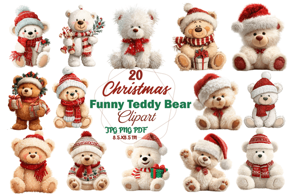 Christmas Funny Teddy Bear Clipart: A Festive Resource for All