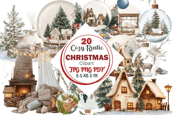 Cozy Rustic Christmas Clipart