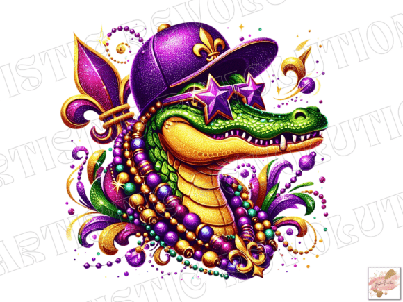 Mardi Gras Alligator PNG and Mardi Gras Mask Assets for Professional Design Projects