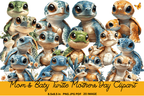 Mom Baby Turtle Mothers Day Clipart: A Versatile Creative Resource