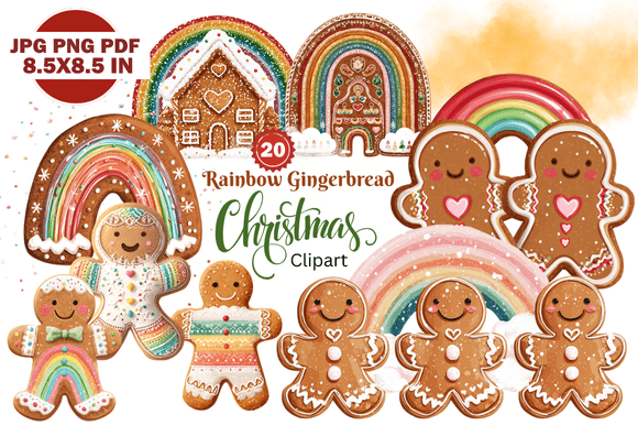 Rainbow Gingerbread Christmas Clipart: A Versatile Tool for Creative Projects
