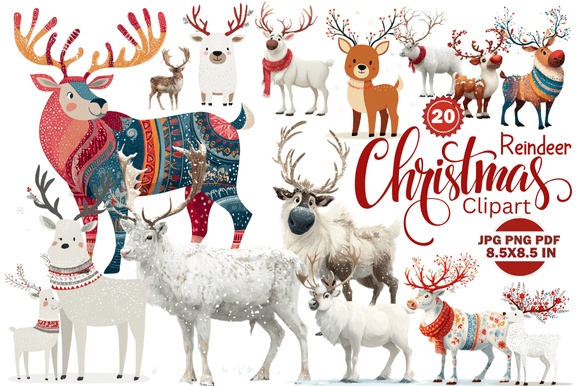 Reindeer Christmas Clipart for Creative Projects