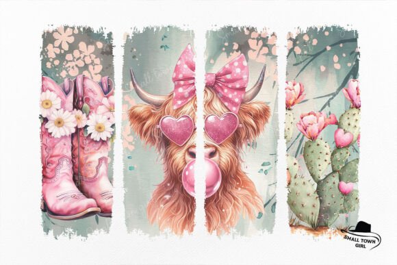 Retro Western Valentine Highland Cow Png: A Versatile Digital Asset for Creative and Commercial Use