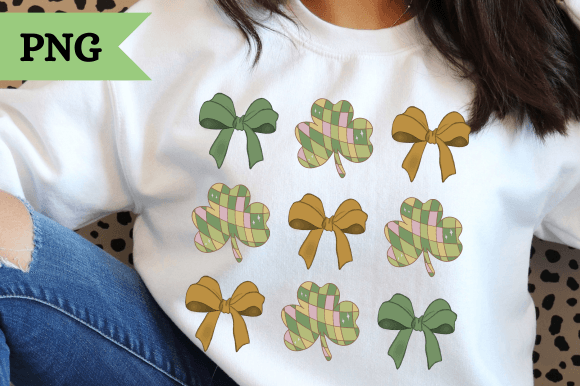 St. Patrick's Day Coquette Clover PNG