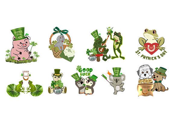 St. Patrick’s Day Set of 9 Animals: A Versatile Clipart Collection for Creative Projects