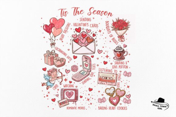 Tis the Season Love Retro Valentine Png